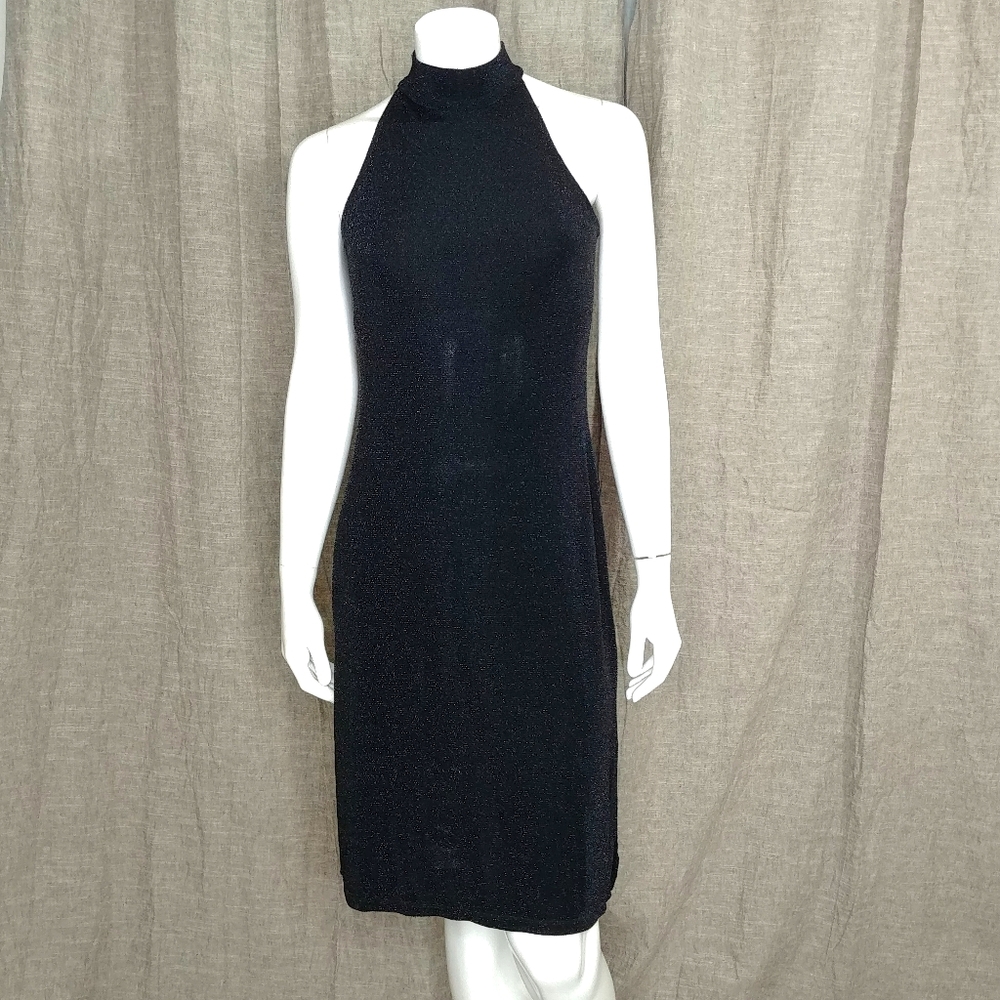RALPH LAUREN Dress Metallic Black Sparkle Size Medium